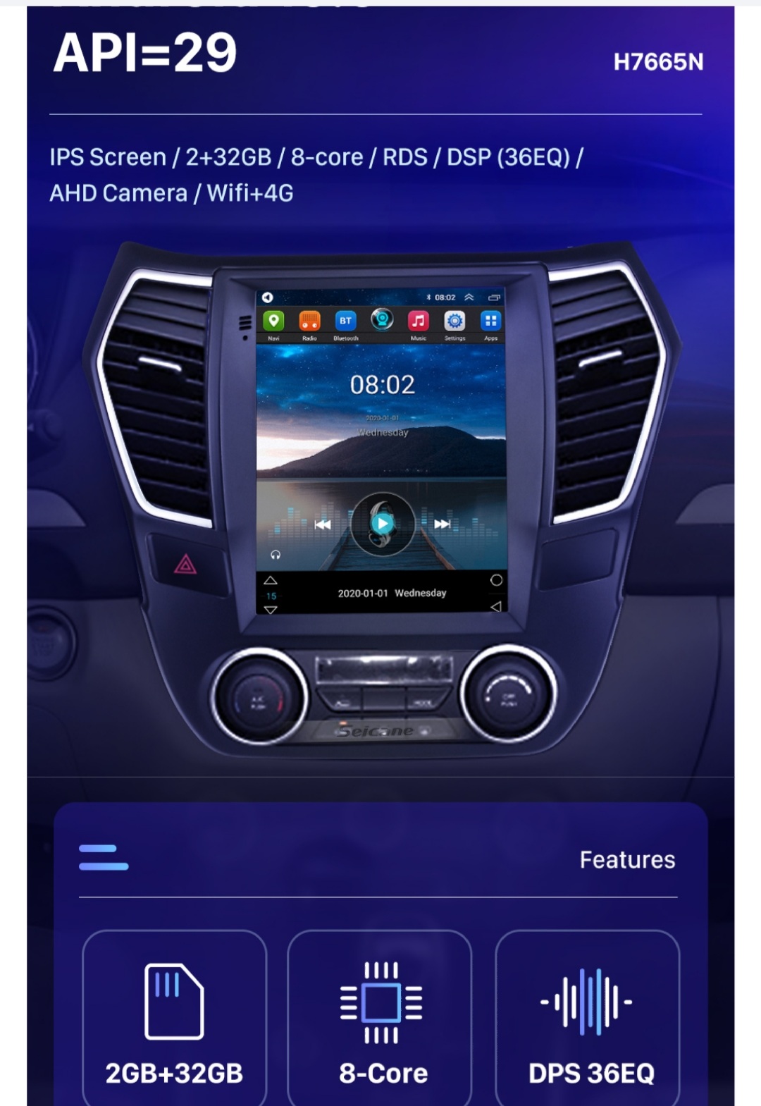 9.7"android 12.Bilstereo  Hyundai  ix35( 2010--2015) gps wifi carplay android auto blåtand rds 64GB 4GSIM