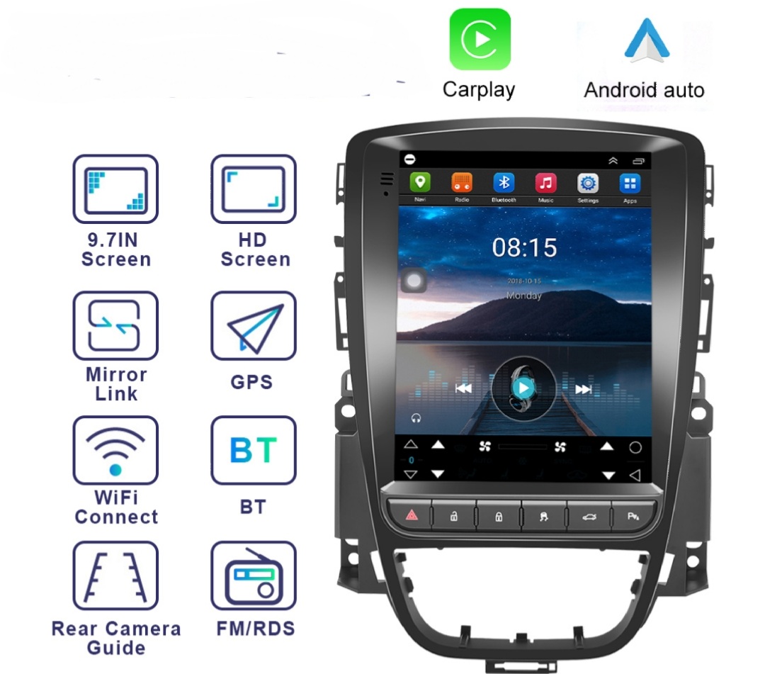 9.7"android 11, bilstereo Opel Astra   (2006---2014) gps wifi carplay android auto blåtand rds Dsp 32gb