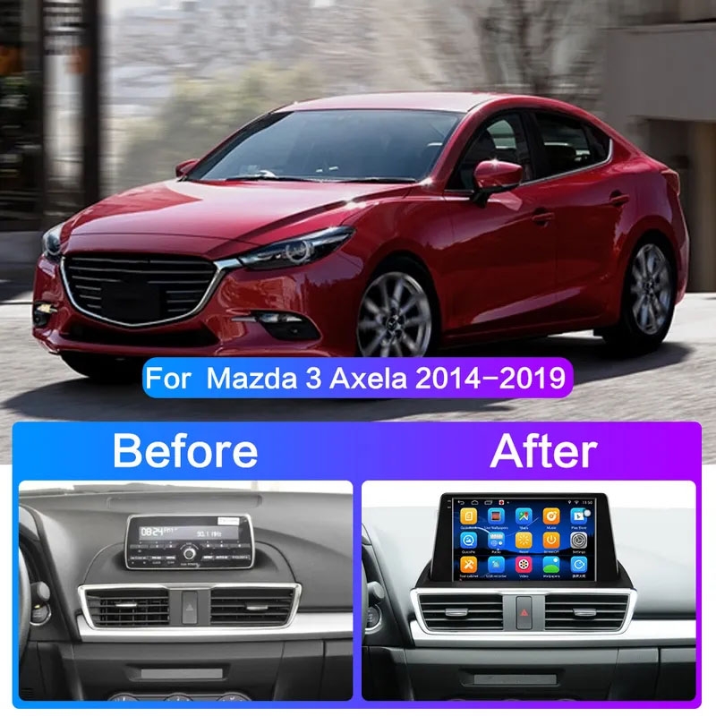 9"android 12, bilstereo Mazda 3 (2014--2019) gps wifi carplay android auto blåtand rds Dsp 64gb 4GSIM