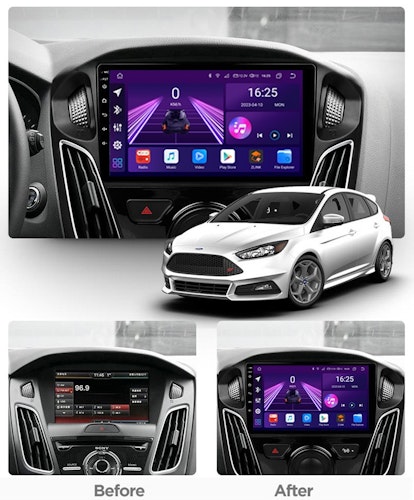 9"android 12, bilstereo FORD FOCUS (2012---2015) gps wifi carplay android auto blåtand rds Dsp 64gb  4GSIM