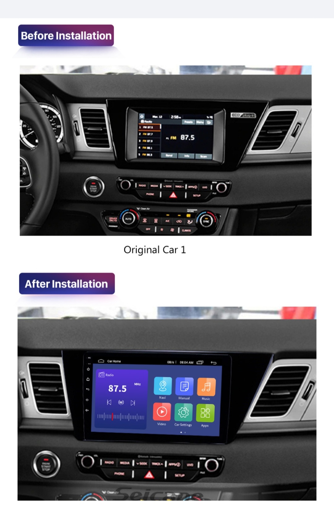 9"android 11 bilstereo Kia Niro (2016---2019) GPS wifi carplay android auto blåtand rds Dsp 32gb, 4G
