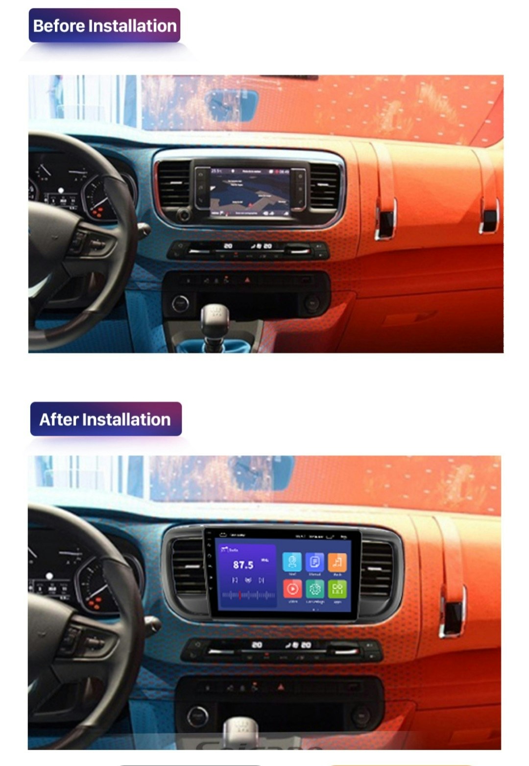 9"android 11 bilstereo  Citroën jumpy ( 2016--2021) gps wifi carplay android auto blåtand rds Dsp 32gb, 4GSIM