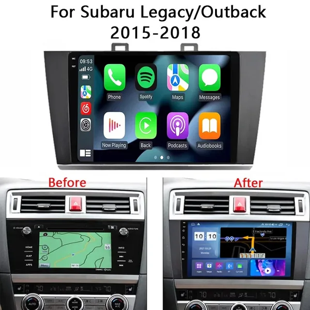9"android 12  bilstereo  Subaru Legacy/ Outback  (2015---2018) gps wifi carplay android auto blåtand rds Dsp Ram: 8GB,Rom:128GB, 4GSIM