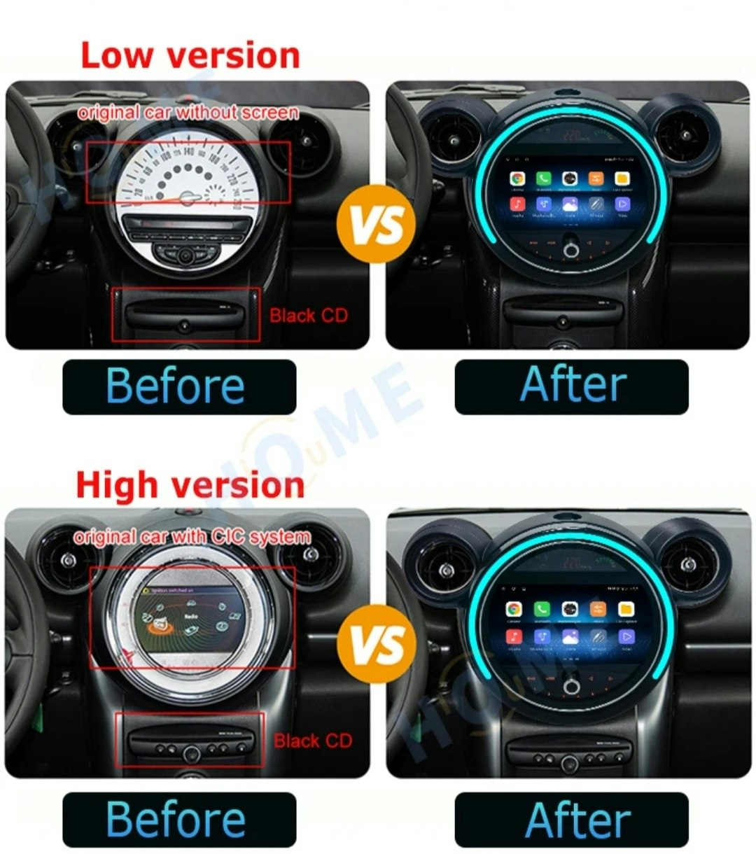 9" Android 12 bilstereo Mini Cooper R60 (2011 - 2014) GPS wifi carplay android auto blåtand rds Dsp, RAM: 2GB, ROM: 32GB, 4GSIM