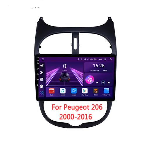 9" android 12 bilstereo  Peugeot  206( 2000---2016) gps wifi carplay android auto blåtand rds Dsp RAM:4GB, ROM:, 4G SIM