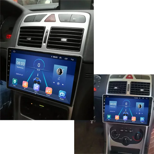 9"android 12,bilstereo  Peugeot 307( 2001--2008) gps wifi carplay android auto blåtand rds Dsp RAM:4GB,ROM:64GB, 4G SIM