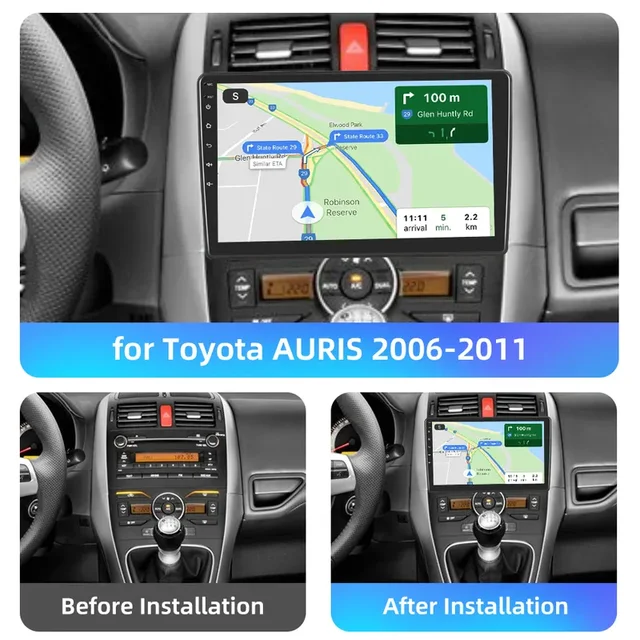 9",android 13  bilstereo  Toyota Aiuris  ( 2006--2011) gps wifi carplay android auto blåtand rds Dsp  RAM: 8GB, ROM: 128GB,4G SIM