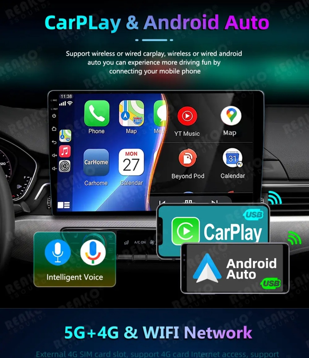9"android 12, 2Din universal bilstereo, med 4G, 5G wifi,gps, ROM: 64GB,RAM:4GB