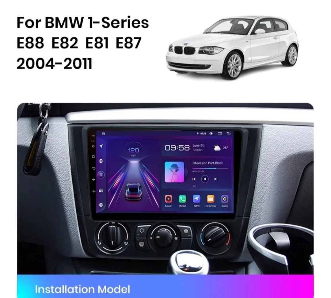 9"android 12, bilstereo  BMW 1 SERIES E88,72,81,87(2004--2011) gps wifi carplay android auto blåtand rds Dsp RAM:6GB ROM:128GB,4G LTE