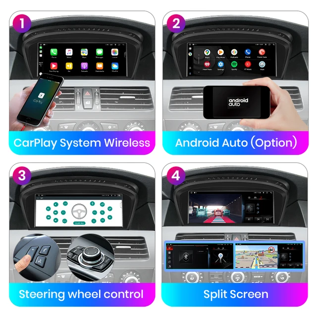 8.8" android 12 Bilstereo BMW e90,e60 series,ccc,cic system( 2005--2012) gps wifi carplay android auto blåtand rds Dsp RAM:4GB,ROM: 64GB, 4G LTE