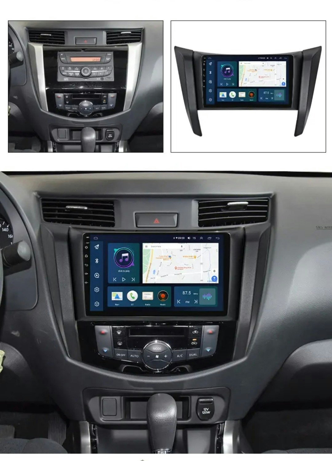 9"android 12,,bilstereo NISSAN Navara, NP300,FRONTIER(2017--2018) GPS WIFI CARPLAY ANDROID AUTO BLÅTAND RDS DSP ROM:64GB RAM: 4GB,4G LTE