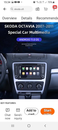 8"android 12 bilstereo SKODA OCTAVIA( 2009-2012) gps carplay android auto blåtand rds Dsp RAM:4GB, ROM:64GB,4G LTE