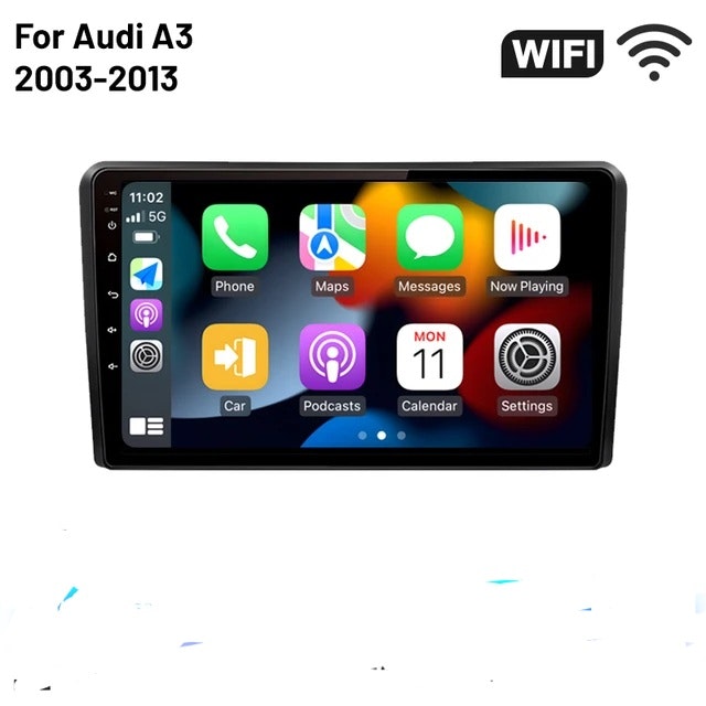 9" android 12 bilstereo  Audis  A3( 2003---2013) gps wifi carplay android auto blåtand rds Dsp RAM:4GB ROM:64GB  4G LTE
