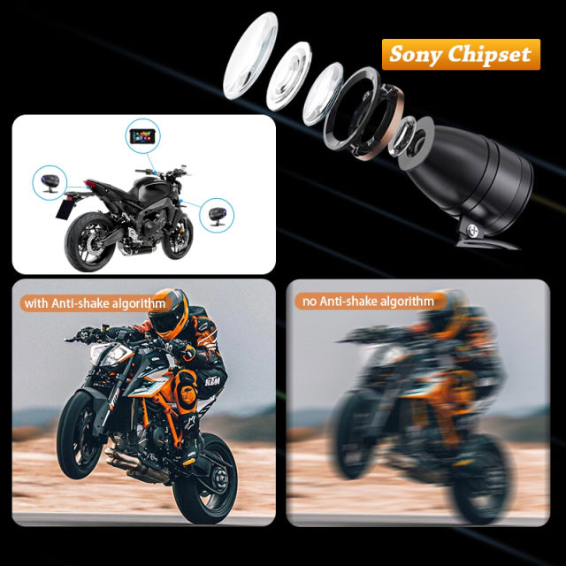 5" motorcykel backamera system & Gps carplay