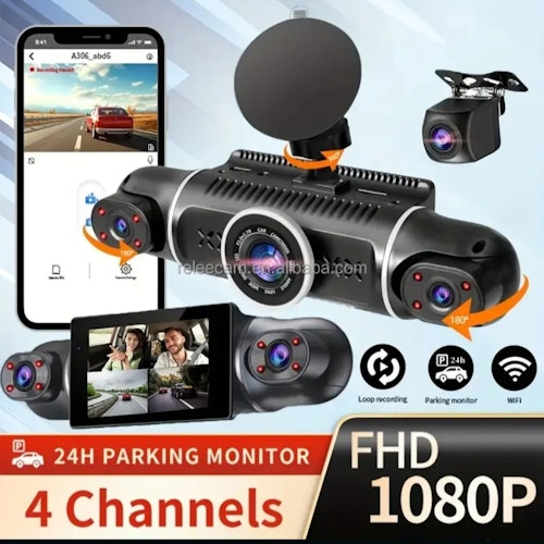 4 kanal Dash-kamera med wifi gps, Dvr hd kamera