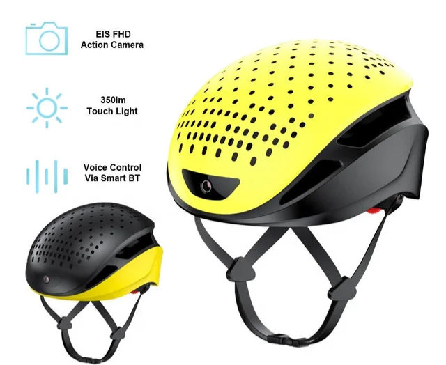 Smart cykel hjälm med kamera 1080P+kortplats+WIFI+BT+LED
