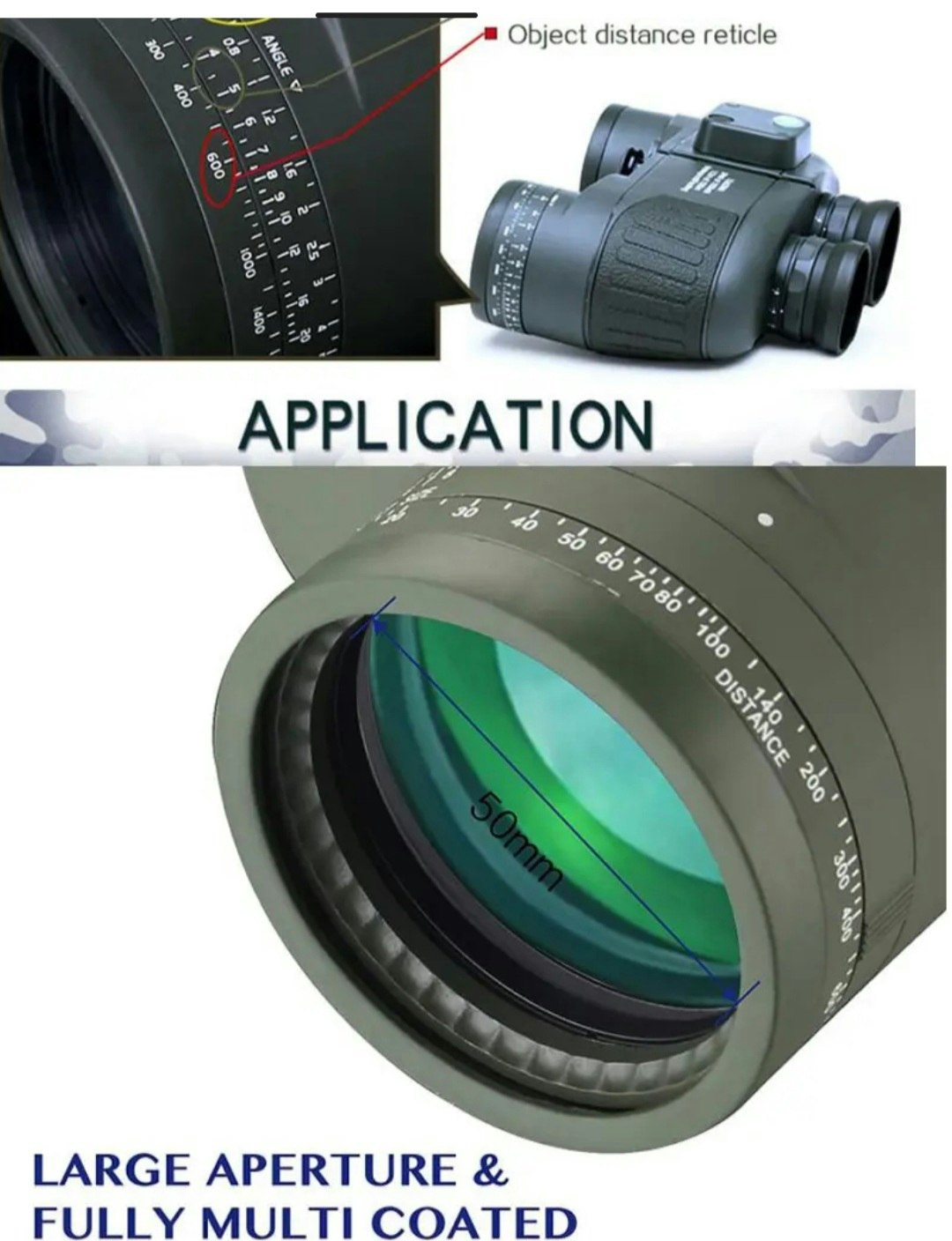 10X50 Marinkikare Kompass Nautisk kikare ,Night Vision ,avståndsmätare