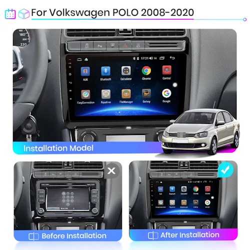 9" android 13 bilstereo VW polo ( 2008--2020) gps wifi carplay android auto blåtand wifi  rds Dsp RAM:2GB,ROM: 32GB  4G  LTE