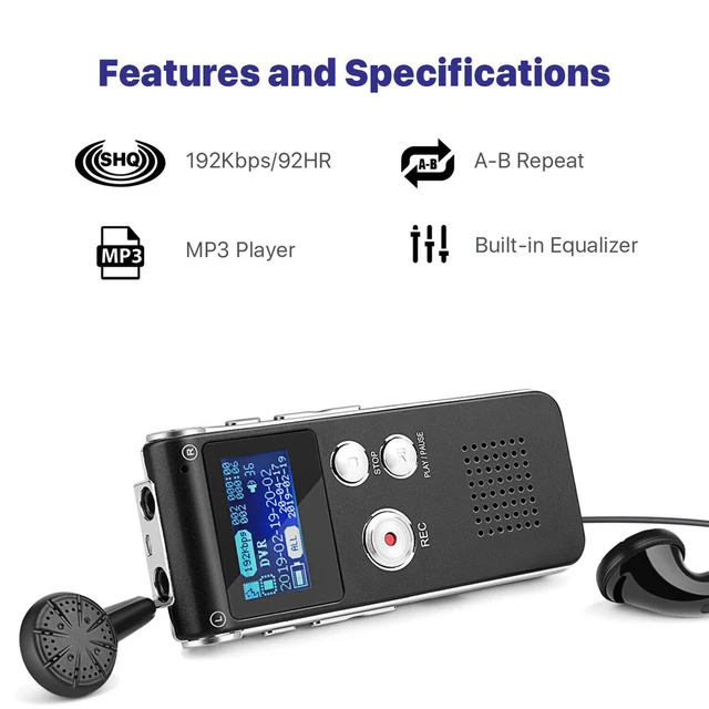 Digital diktafon med telefonsamtal inspelning ,mp3