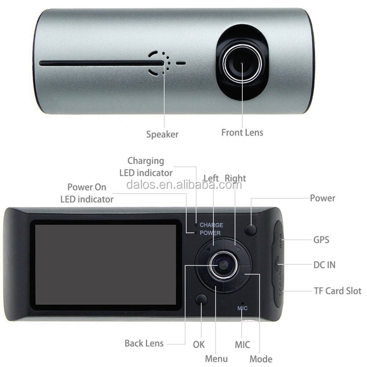 2.7" dual cam Dash-kamera