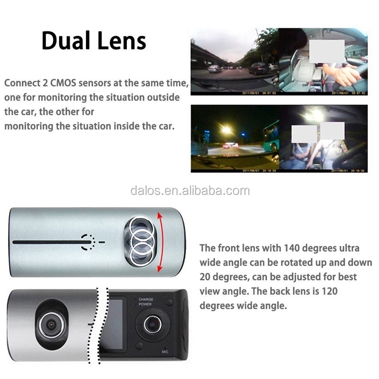 2.7" dual cam Dash-kamera