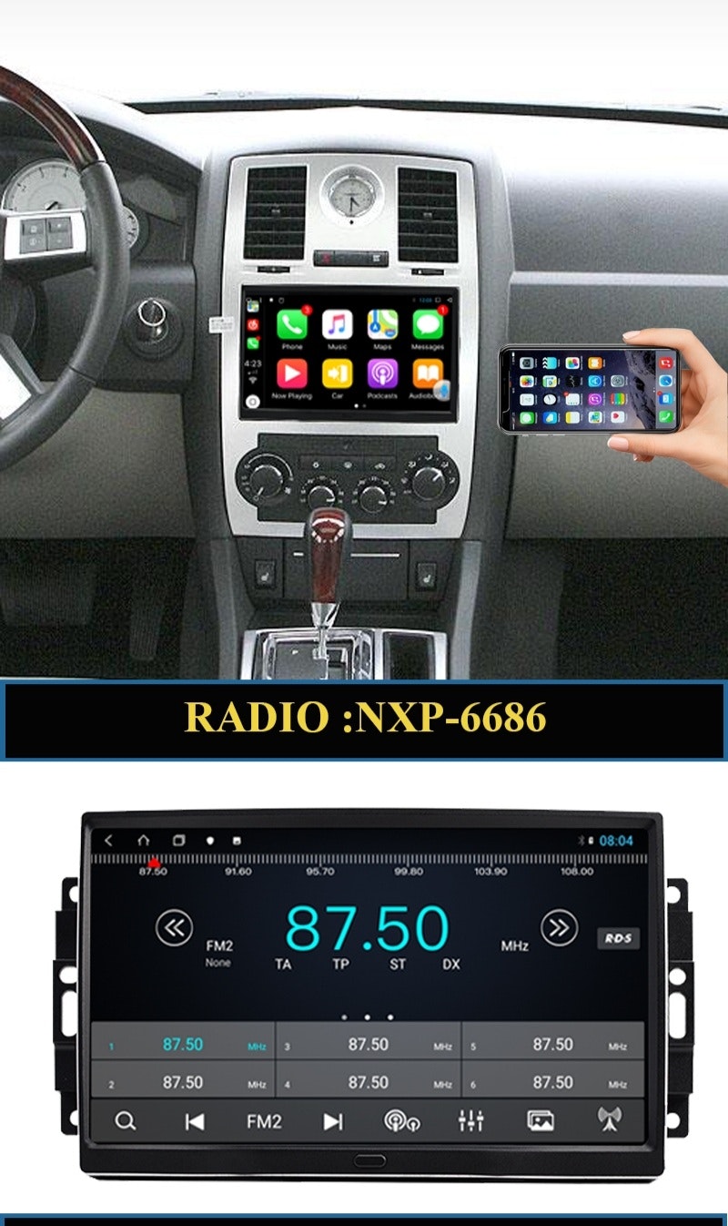 9" android12 bilstereo Chrysler 300C ( 2008---2010) gps wifi carplay android auto blåtand rds Dsp RAM:2GB,ROM: 32GB, 4G LTE