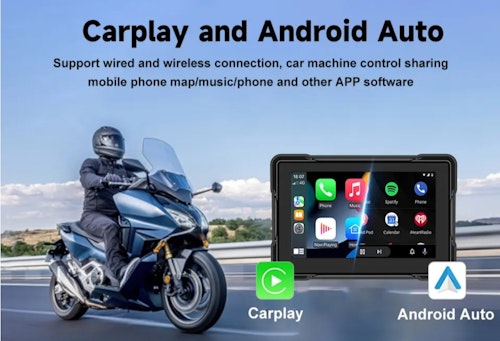 5" vattentät motorcykel navigator ,carplay och android auto