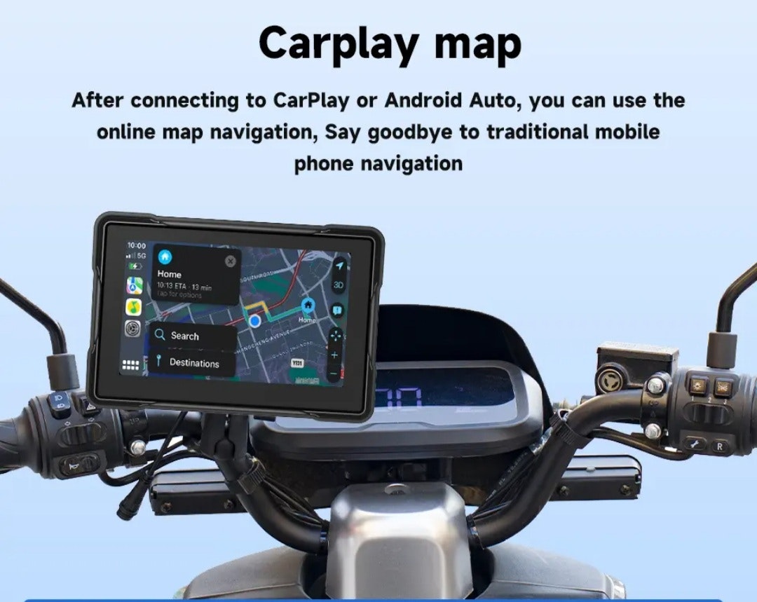 5" vattentät motorcykel navigator ,carplay och android auto