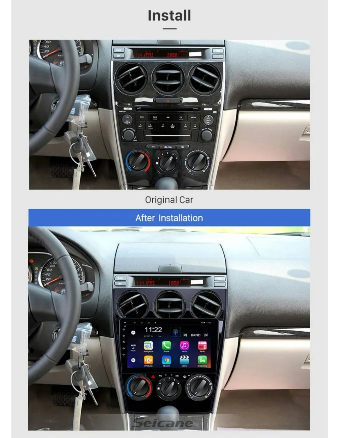 9"android 13 bilstereo  Mazda 6( 2003---2015) gps wifi carplay android auto blåtand rds Dsp RAM:4GB, ROM:64GB, 4G LTE