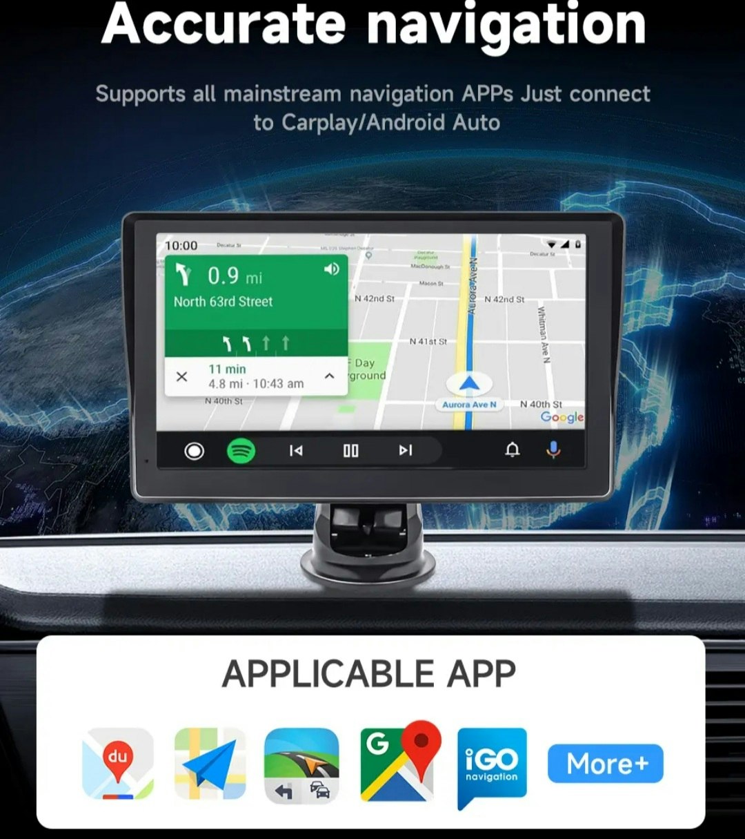 7''' lcd skärm ,Dual Band WiFi-nätverk carplay android auto