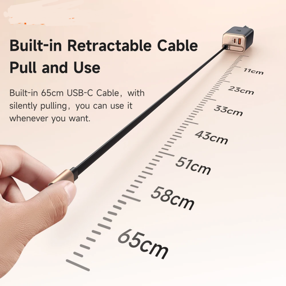 40W -laddare Inbyggd indragbar USB-C-kabel (EU)