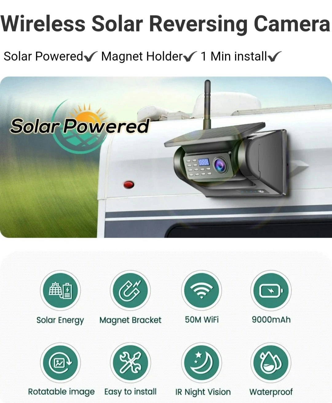 9600 mAh 5G wifi backkamera  med solpanel& usb laddare