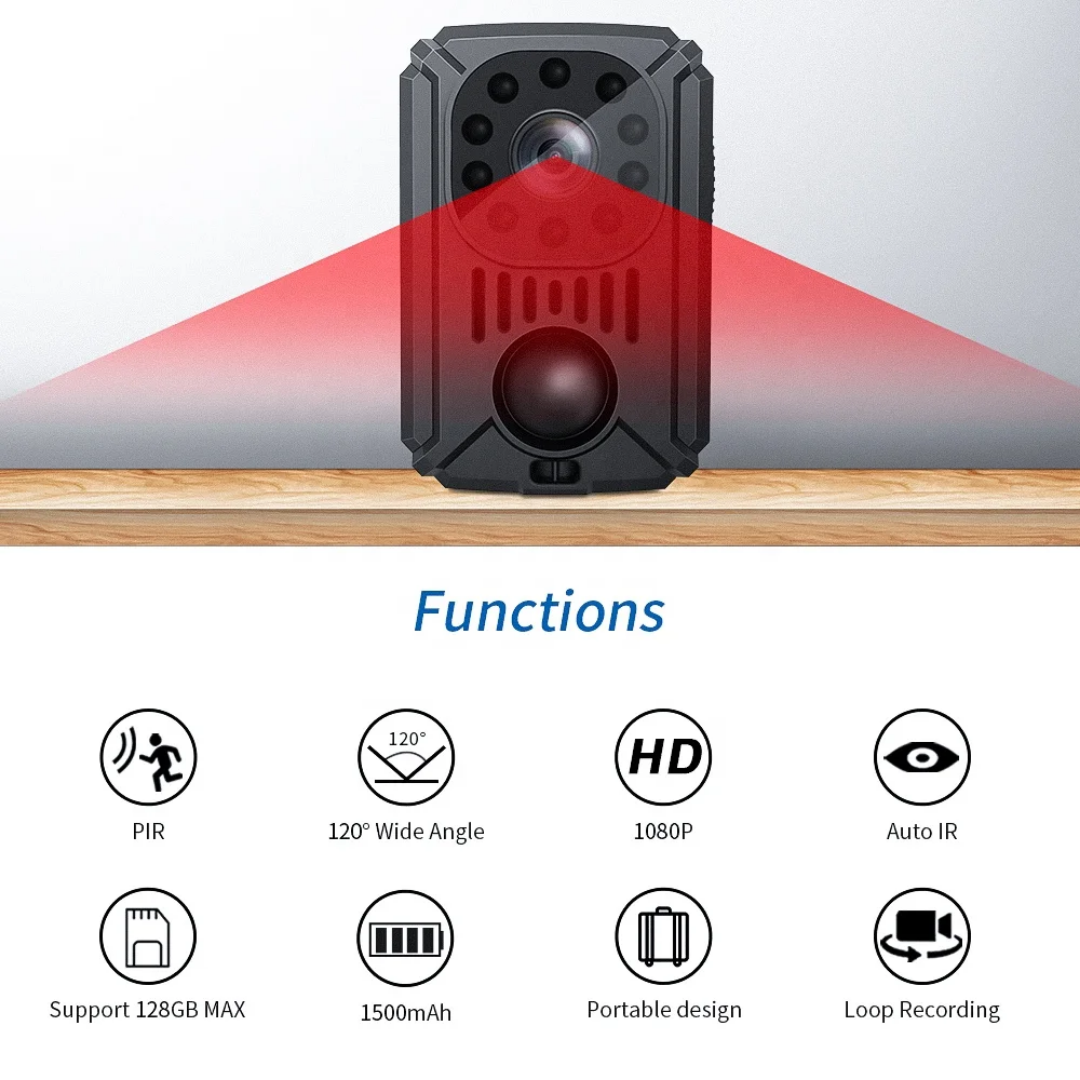 Mini bärbar pocket  wifi hd kamera, 1500mAh