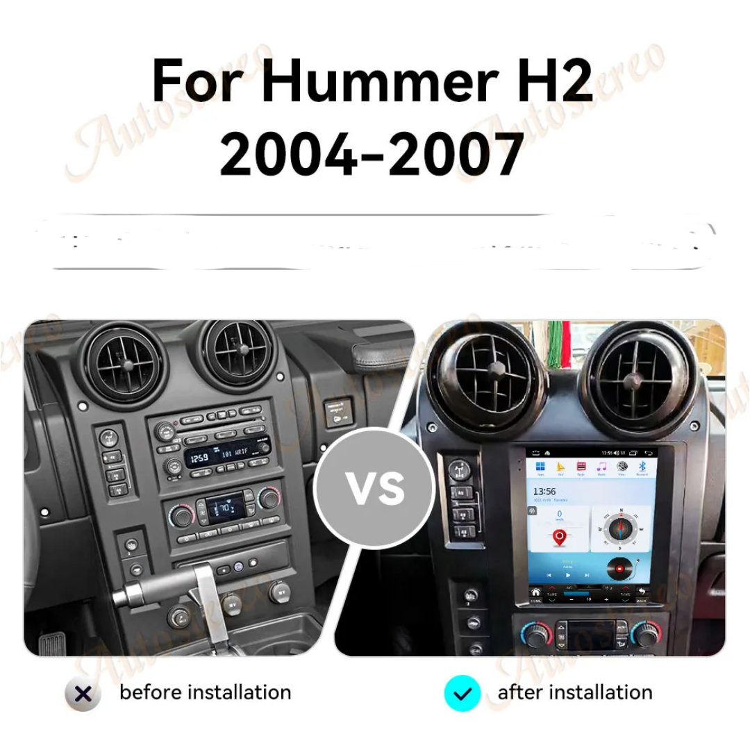 9 7" android 13, bilstereo Hummer H2( 2004--2007) gps wifi carplay android auto blåtand rds Dsp RAM: 4GB, ROM: 64GB, 4G LTE
