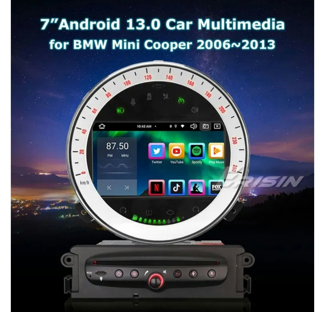 7" android 13, bilstereo  dvd-spelare BMW mini cooper(2006--2013) gps wifi carplay android auto blåtand rds Dsp RAM:4GB,ROM:64GB, 4G LTE