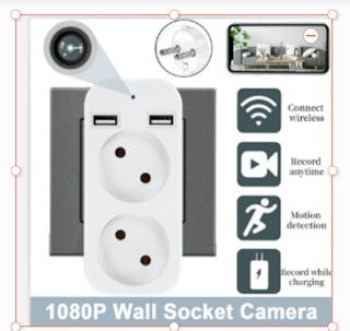 1080P Full HD Mini WiFi-kamera EU Dual USB Port Strömuttag  dold HD kamera, 128GB minne
