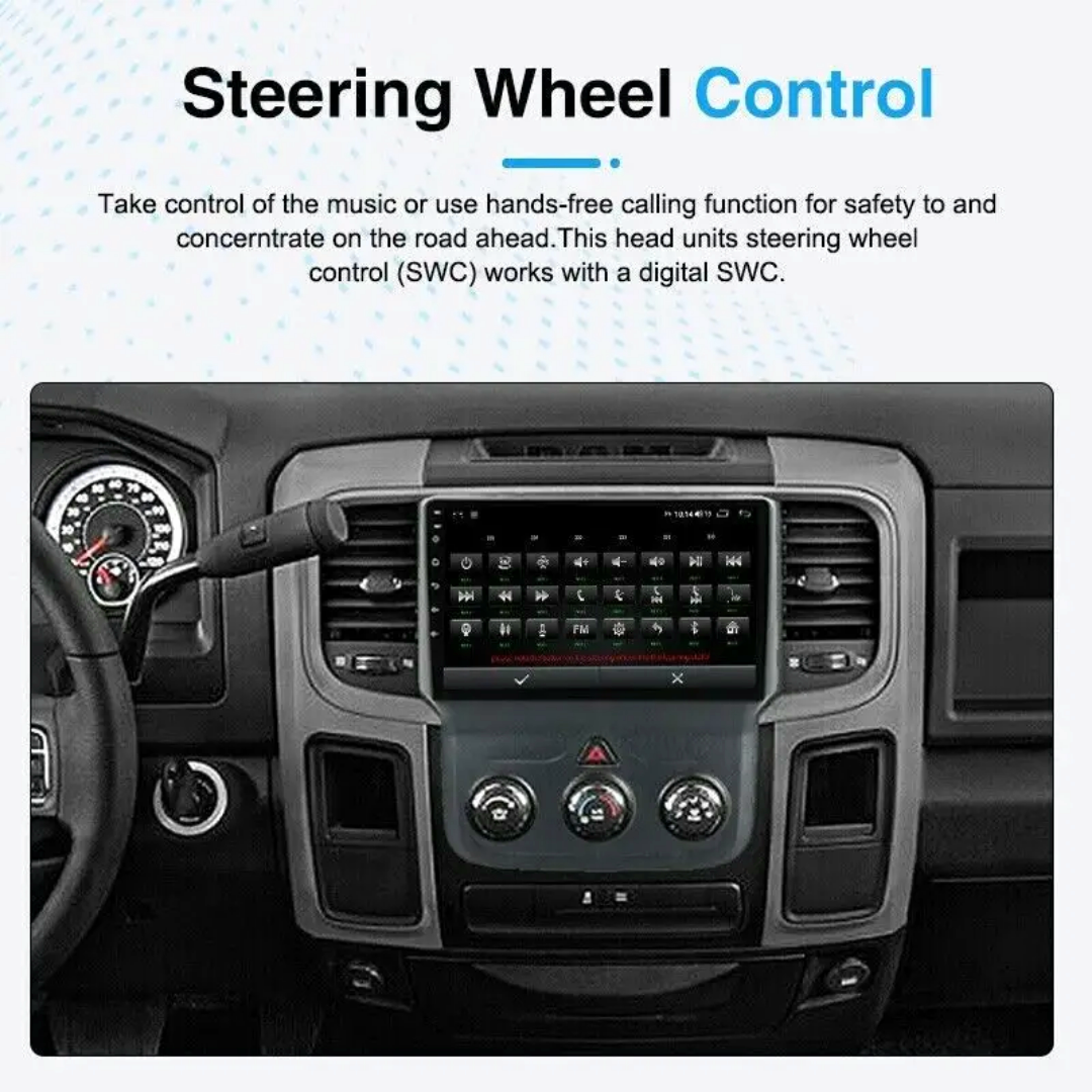 9"android 13 bilstereo  Dodge Ram  1500,2500,3500( 2013--2019) gps wifi carplay android auto blåtand rds Dsp RAM:4GB, ROM: 64GB, 4G LTE