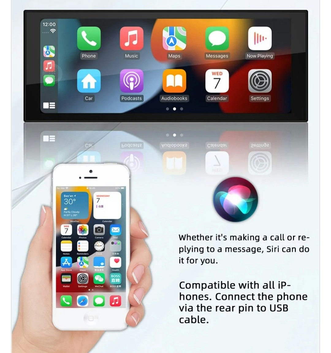 7" android  1din  bilstereo ,carplay android auto, Ram: 2GB ,ROM: 32GB,FM  radio, Bluetooth, Rds,GPS, wifiRom: 32GB minne