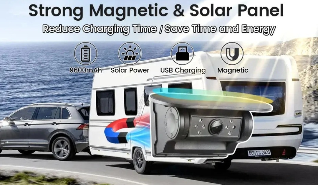 5G wifi  magnet solcellskameran,9600mAh  med AI-detekteringsteknik, stöder BSD Blind Spot Detection Alarm.