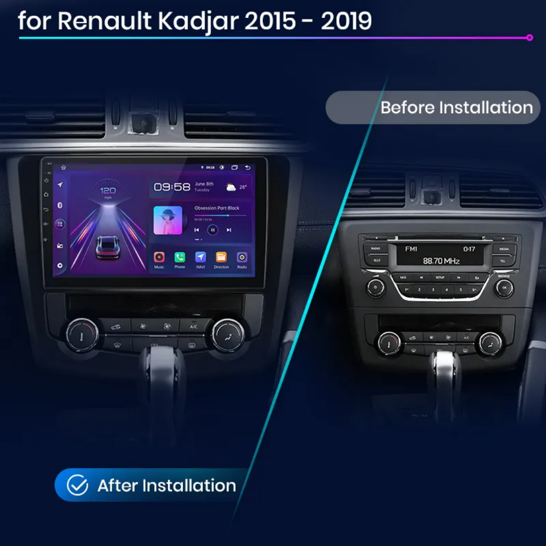 9"android 13,bilstereo Renault kadjar ( 2015--2019)gps wifi carplay android auto blåtand rds Dsp RAM:4GB, ROM:64GB  ,4G LTE
