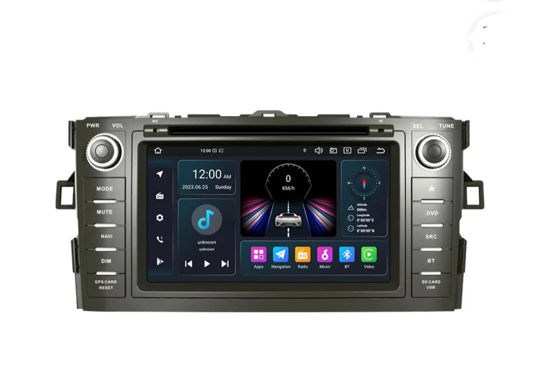 7"android 13, bilstereo  dvd spelare Toyota  Auris ( 2007--2012) gps wifi carplay android auto blåtand rds Dsp RAM: 4GB, ROM:64GB, 4G LTE