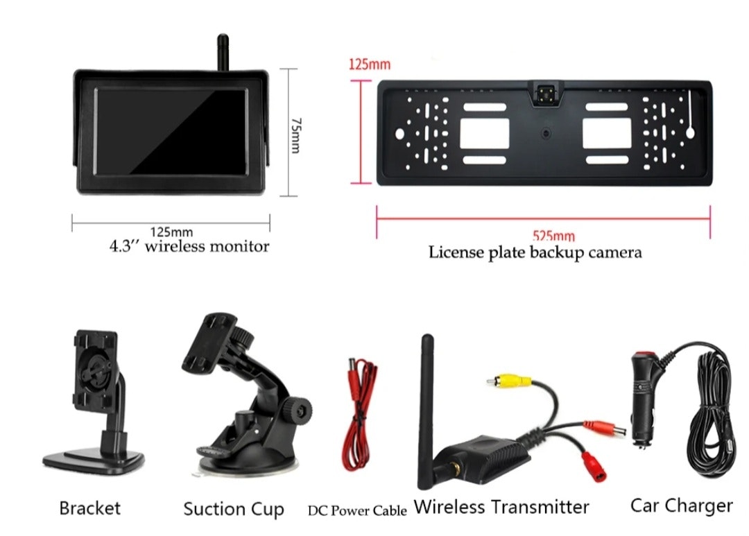 4,3" trådlös monitor+ 50M  trådlös nummerSkyltbackkamera