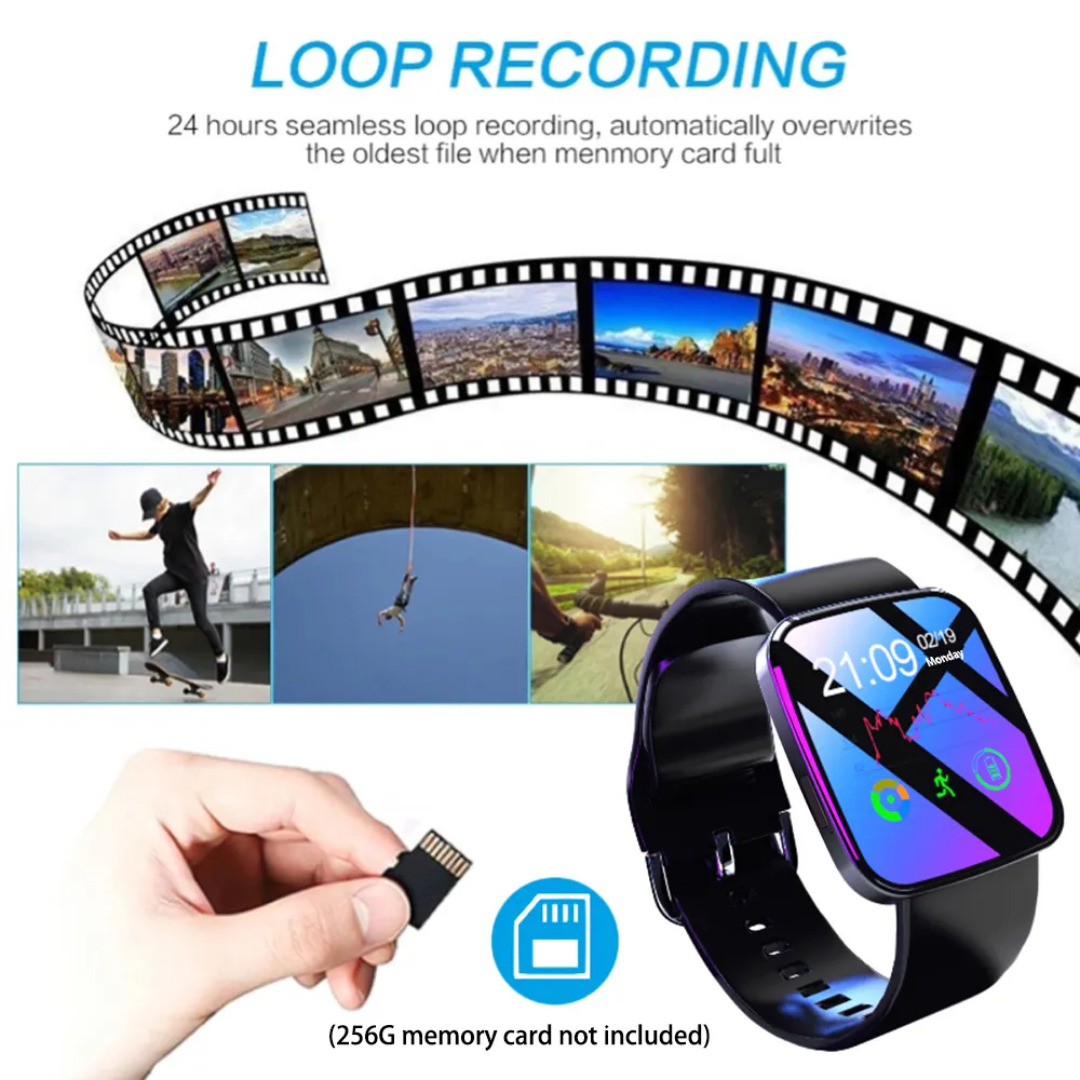 Mini Wifi Klocka med dold HD videokamera, 128GB extra minne