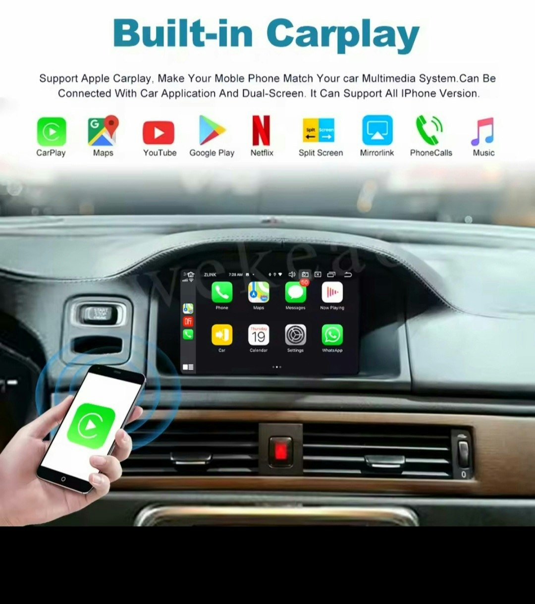 7-tums Android 13 bilstereo Volvo  V70 (2013---2016) gps wifi carplay android auto blåtand rds Dsp RAM:4GB, ROM: 64GB, 4G LTE,+ gratis backkamera