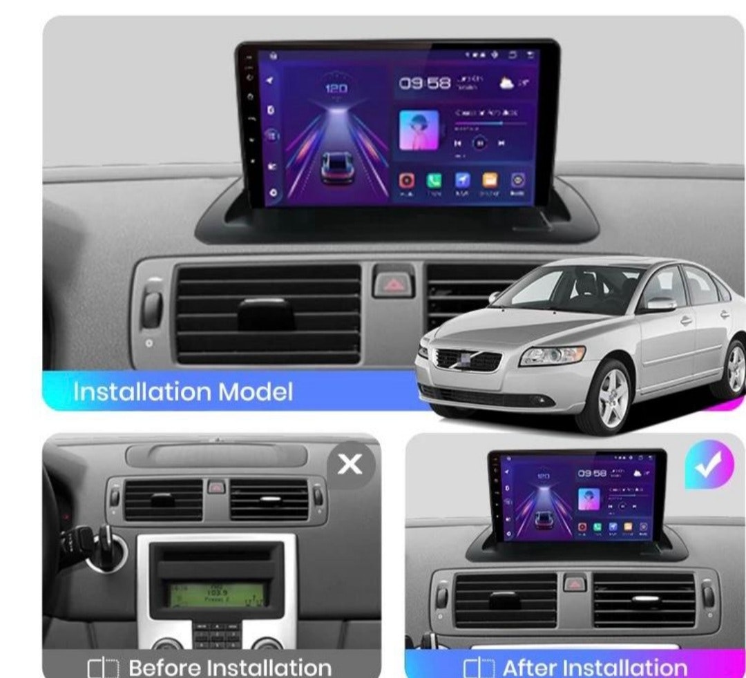 9" android 14,bilstereo Volvo S40/C30/C70( 2006-2012) gps wifi carplay android auto blåtand rds Dsp RAM:4GB, ROM:64GB, 4G LTE+ gratis backkamera