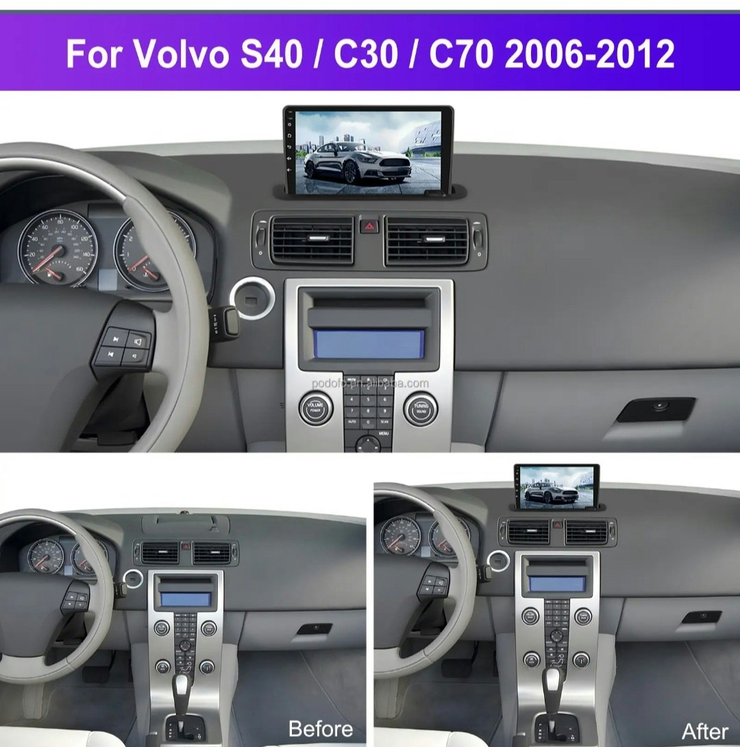 9" android 14,bilstereo Volvo S40/C30/C70( 2006-2012) gps wifi carplay android auto blåtand rds Dsp RAM:4GB, ROM:64GB, 4G LTE+ gratis backkamera