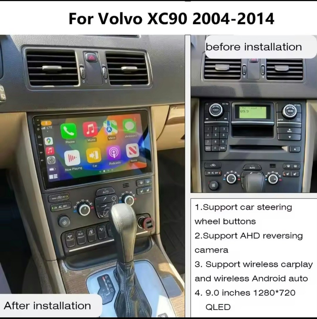 10.1" android 13 ,bilstereo  Volvo xc90 (2004--2013) gps wifi carplay android auto blåtand rds Dsp RAM: 4GB, ROM  64GB, wifi, + gratis backkamera