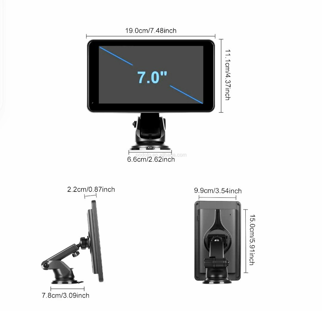7-tums 2+32G Android 15, Bärbar Trådlös Carplay Android Auto HD-skärm Dubbel BT/WiFi GPS TYP-C Bilradio