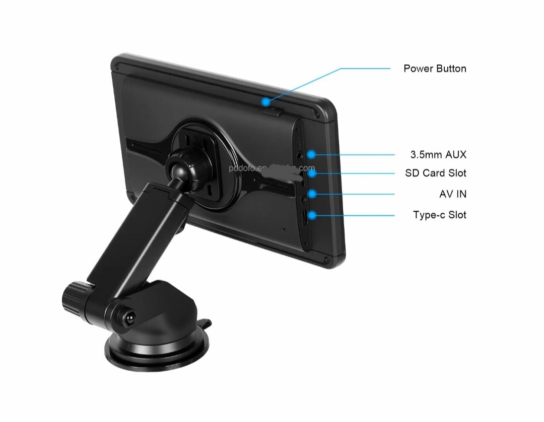 7-tums 2+32G Android 15, Bärbar Trådlös Carplay Android Auto HD-skärm Dubbel BT/WiFi GPS TYP-C Bilradio