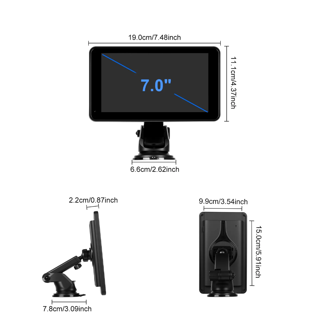 7-tums 2+32G Android 15, Bärbar Trådlös Carplay Android Auto HD-skärm Dubbel BT/WiFi GPS TYP-C Bilradio